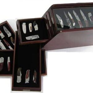 Rosewood Collector Knife Display Tool Storage Cabinet Case, Solid Rosewood, KC03