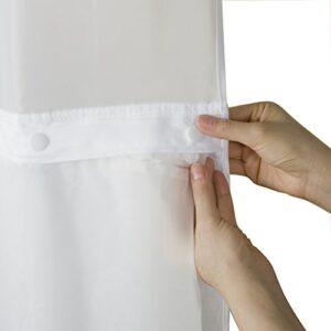 hookless rbh14hh12 polyester with peva snap-in shower curtain liner, frosty white, 70 x 54in