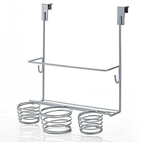 Home Intuition Hair Styling Station Organizer, Over The Cabinet Door (Silver)