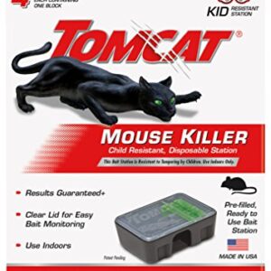 Tomcat Mouse Killer Disposable Station for Indoor Use - Child Resistant, 4 Stations with 1 Bait Each