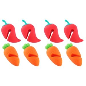 cabilock 8pcs spill- proof lid lifter silicone lid lifts carrot chili kitchen pot lid holders lid stand heat resistant holder keep the lid open