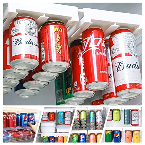 2 Pack Stacking Can Dispenser for Fridge,Hanging Soda Organizer for Refrigerator Adjustable Can Dispenser for Pantry, Freezer, Kitchen, Beverage Holder More 50% Space Save Fridge,Hold Up to 16 Cans