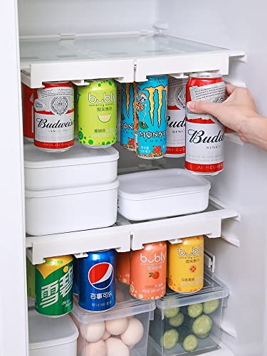 2 Pack Stacking Can Dispenser for Fridge,Hanging Soda Organizer for Refrigerator Adjustable Can Dispenser for Pantry, Freezer, Kitchen, Beverage Holder More 50% Space Save Fridge,Hold Up to 16 Cans