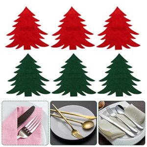 Amosfun 12pcs Christmas Tableware Holders Knifes Forks Bag Christmas Tree Silverware Pouch Pockets Christmas Centerpieces Table Decorations Xmas Holiday Party Supplies Favors