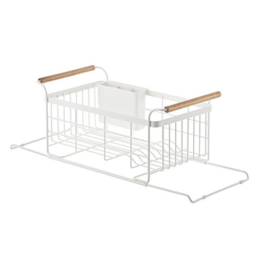 YAMAZAKI home 3108 Sink Dish Drainer Rack-Expandable Kitchen Drying Organizer Holder, One Size, White