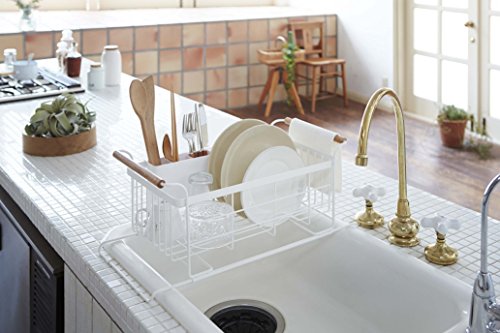 YAMAZAKI home 3108 Sink Dish Drainer Rack-Expandable Kitchen Drying Organizer Holder, One Size, White