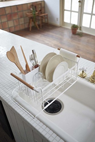 YAMAZAKI home 3108 Sink Dish Drainer Rack-Expandable Kitchen Drying Organizer Holder, One Size, White