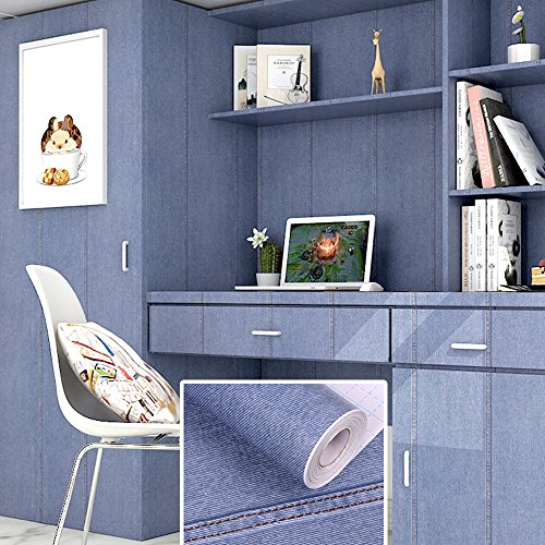 Yifely Blue Denim Pattern Self-Adhesive PVC Shelf Drawer Liner Home Decor 17x118 Inch Christmas