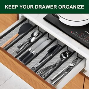 Greenual Silverware Organizer Utensil Kitchen Drawer Organizer Utensils Silverware Holder Tray Flatware Utensil Cutlery Organizer for Kitchen Drawer