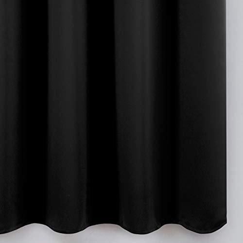 LEMOMO Blackout Curtains 52 x 84 inch/Black Curtains Set of 2 Panels/Thermal Insulated Room Darkening Bedroom Curtains