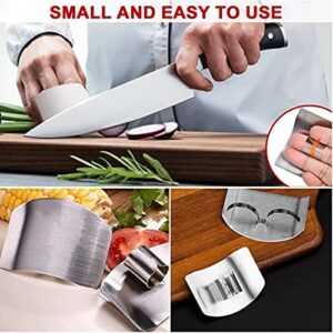 8 Pcs Finger Protector for Cutting Food, Comfortable Stainless Steel Finger Guard for Cutting Vegetables,Finger Shield for Dicing Slicing Chopping Thumb Finger Guard (Double & Single Finger)