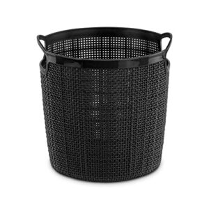 decorrack woven storage basket organizer, 6.5 inch, wicker plastic bin with handles for bathroom, home, and office (brown)