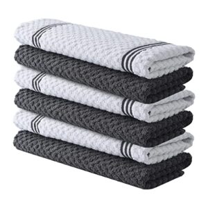 infinitee xclusives premium kitchen towels – pack of 6, 100% cotton 15 x 25 inches absorbent dish towels – 425 gsm tea towel, terry kitchen dishcloth towels- grey dish cloth for household cleaning