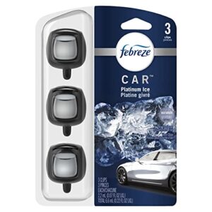 Febreze Car Air Fresheners, Platinum Ice Scent, Odor Fighter for Strong Odor, Car Vent Clips (3 Count)