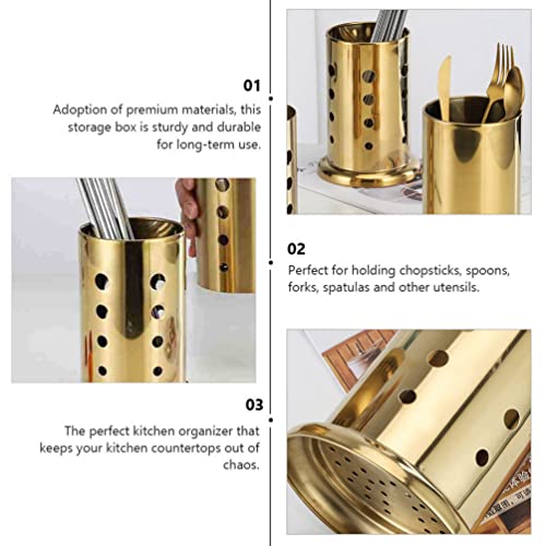 Homoyoyo Stainless Steel Cutlery Holder Chopsticks Holder Metal Spoon Knife Fork Sink Basket Utensil Caddy Storage Organizer Drying Stand for Home Kitchen