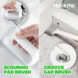 Holikme 7 Pack Kitchen Cleaning Brush Set, Dish Brush for Cleaning, Kitchen Scrub Brush&Bendable Clean Brush&Groove Gap Brush&Scouring Pad for Pot and Pan, Kitchen Sink, Green