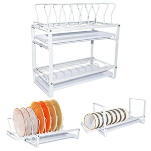 oroonoko dish drying rack set with movable drainboard,updated 2 tier drawer metal dish drainers for kitchen counter at home,rv,restaurant decor