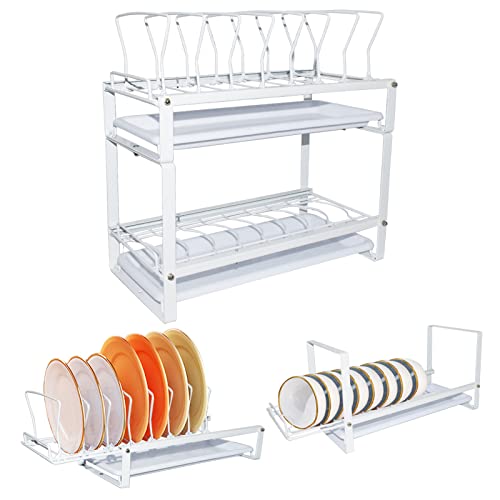 Oroonoko Dish Drying Rack Set with Movable Drainboard,Updated 2 Tier Drawer Metal Dish Drainers for Kitchen Counter at Home,RV,Restaurant Decor