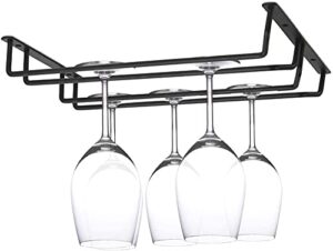 wine glass shelf, upside-down home goblet iron art shelf, wine glass hanging storage rack(black)