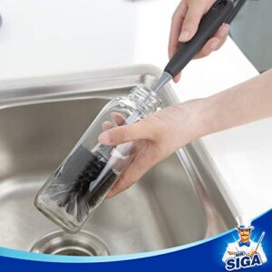 MR.SIGA Long Handle Bottle Brush, Flexible Scrub Brush for Water Bottles, Glasswares, Mugs, Black, 2 Pack