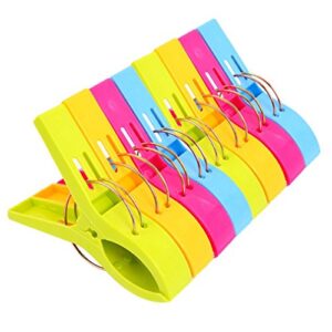 danmu colorful beach towel clips, beach clips, towel clips for beach chair, blankets, pool loungers, cruise (8 pack) clothes pins – keep your towel from blowing away – assorted color