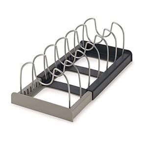 7 Dividers Pot and Pan Organizer, Adjustable Pot & Pan Holder Under Cabinet for Kitchen, Pot Lid Holders, Kitchen Counter Under Cabinet Cookware Organizer, Cookware Rack