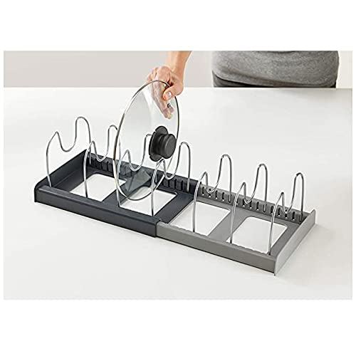 7 Dividers Pot and Pan Organizer, Adjustable Pot & Pan Holder Under Cabinet for Kitchen, Pot Lid Holders, Kitchen Counter Under Cabinet Cookware Organizer, Cookware Rack