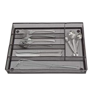 smart design 5 compartment drawer organizer – steel mesh mesh – makeup tray, vanity, utensils, silverware storage bin – kitchen – bronze