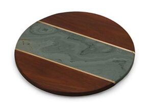 lazy susan with marble & acacia wood base by picnic plus, 12.5″w, green