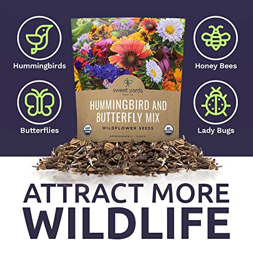 Wildflower Seeds Butterfly and Humming Bird Mix - Large 1 Ounce Packet 7,500+ Seeds - 23 Open Pollinated Annual and Perennial Species