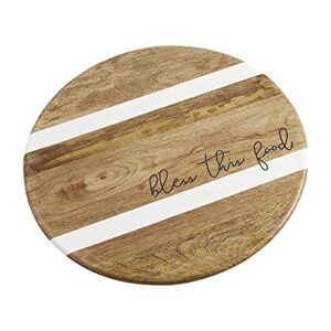 mud pie wooden bless this food lazy susan, brown, white, 16.5″ dia