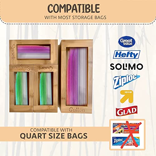 UNIQUE PIVOTT Ziplock Bag Organizer, Baggie Organizer, Ziplock Organizer for Drawer, Plastic Bag Organizer, Sandwich Bag Organizer for Drawer, Bamboo Drawer Organizer.