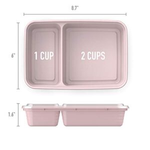 Bentgo Prep 2-Compartment Meal-Prep Containers with Custom-Fit Lids - Microwaveable, Durable, Reusable, BPA-Free, Freezer and Dishwasher Safe Food Storage Containers - 10 Trays & 10 Lids (Blush Pink)