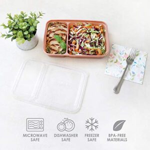 Bentgo Prep 2-Compartment Meal-Prep Containers with Custom-Fit Lids - Microwaveable, Durable, Reusable, BPA-Free, Freezer and Dishwasher Safe Food Storage Containers - 10 Trays & 10 Lids (Blush Pink)