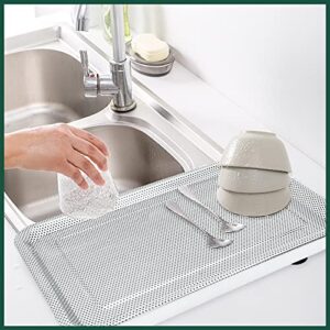 DOXILA Drain Tray - 2 Tier Dish Drying Rack Sink Colander Stainless Steel 15.74" x 11.81" Drain Tray Dish Drainers, Dish Rack Serving Tray Drainer Set for Home Kitchen Counter