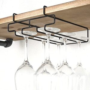 household wine glass rack, wine cabinet goblet rack, wine glass rack, wine rack hanging rack(2 rows,black)(2 pcs)