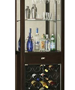 Howard Miller Gimlet Wine & Bar Cabinet 690-005 – Black Coffee Finish, Home Liquor Storage, Touch-Lite Switch, Hanging Stemware Rack, 20 Bottle Wine Rack