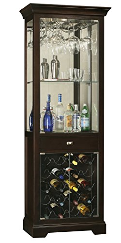 Howard Miller Gimlet Wine & Bar Cabinet 690-005 – Black Coffee Finish, Home Liquor Storage, Touch-Lite Switch, Hanging Stemware Rack, 20 Bottle Wine Rack