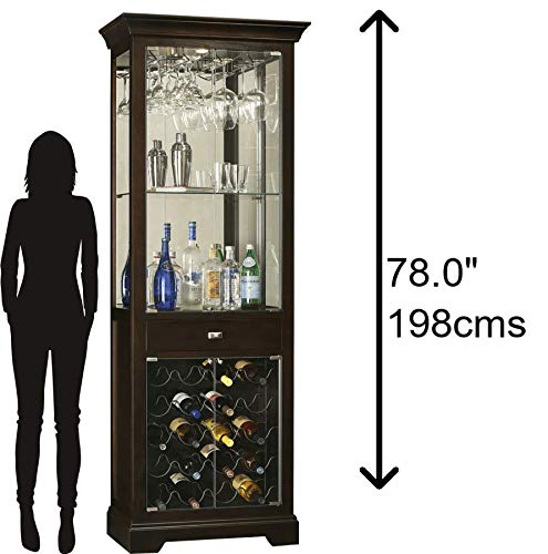 Howard Miller Gimlet Wine & Bar Cabinet 690-005 – Black Coffee Finish, Home Liquor Storage, Touch-Lite Switch, Hanging Stemware Rack, 20 Bottle Wine Rack