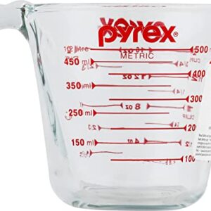 Pyrex Prepware 2-Cup Measuring Cup, Red Graphics, Clear