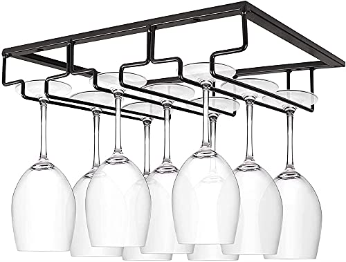 Metal Wine Glass Rack, Wine Glass Rack, Wine Rack Hanger, Wine Glass Rack (Color : Black)