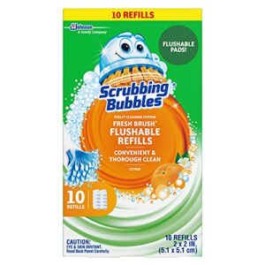 Scrubbing Bubbles Fresh Brush Flushables Refill, Toilet And Toilet Bowl Cleaner, Eliminates Odors And Limescale, Citrus Action Scent, 10ct