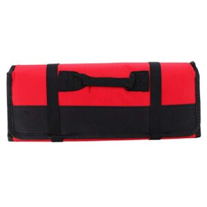 doitool 1pcs chef knife roll bag for chefs, 22 slots portable chef knife case storage roll bag with carry handle (red)