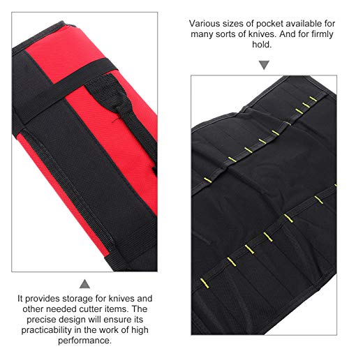 DOITOOL 1PCS Chef Knife Roll Bag for Chefs, 22 Slots Portable Chef Knife Case Storage Roll Bag with Carry Handle (Red)