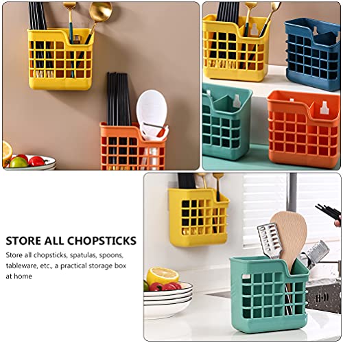 HEMOTON Cutlery Caddy Organizer Wall Mount 2 Compartment Utensil Spatula Forks Spoons Knives Holder Kitchen Countertop Storage Silverware Organizer 3pcs