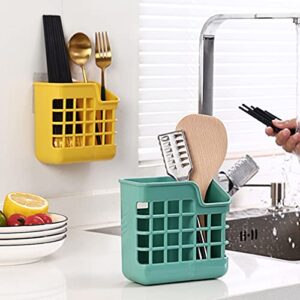 HEMOTON Cutlery Caddy Organizer Wall Mount 2 Compartment Utensil Spatula Forks Spoons Knives Holder Kitchen Countertop Storage Silverware Organizer 3pcs