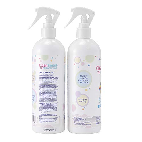 CleanSmart Toy Disinfectant Spray Kills 99.9% of Viruses and Bacteria, Rinse Free, 16 oz Bottle, (Pack of 2)