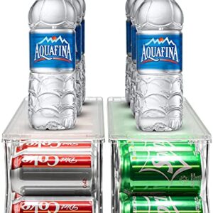 Sorbus Soda Can Organizer for Refrigerator Stackable Can Holder Dispenser with Lid for Fridge, Pantry, Freezer – Holds 12 Cans Each, BPA-Free, Clear Design,[Patent Pending] (2-Pack)