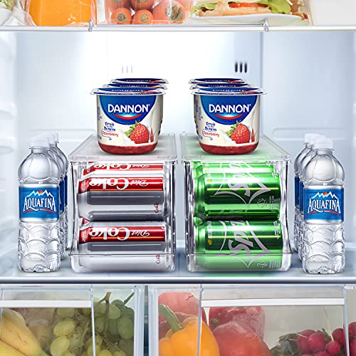 Sorbus Soda Can Organizer for Refrigerator Stackable Can Holder Dispenser with Lid for Fridge, Pantry, Freezer – Holds 12 Cans Each, BPA-Free, Clear Design,[Patent Pending] (2-Pack)