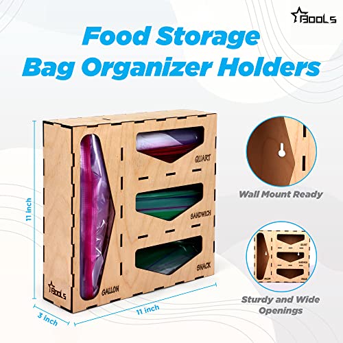 Ziplock bag storage organizer by Bools–Kitchen Drawer Organizer Compatible With Ziploc, Solimo, Glad, Hefty For Gallon, Quart, Sandwich & Snack Variety Size Bags